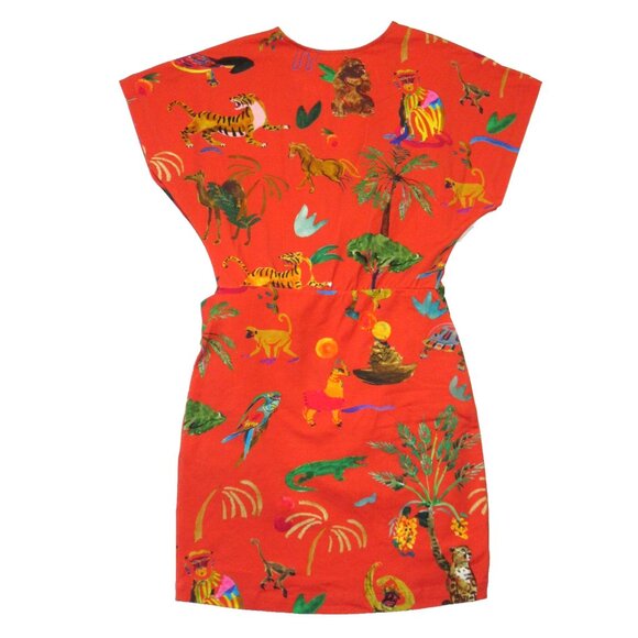 NWT Sezane x G. Kero Samantha in The Animal Orange Wrap Mini Dress S - Picture 10 of 12